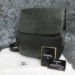 MINT! CHANEL BLACK LEATHER BACKPACK! RARE!